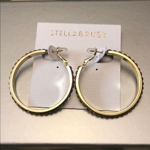 Stella & Ruby crystals hoop pierced earrings NEW